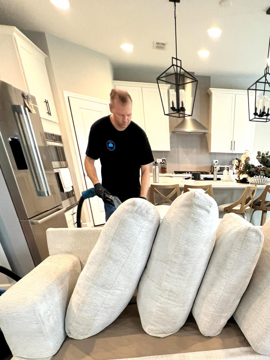 Final finishing step after carpet cleaning